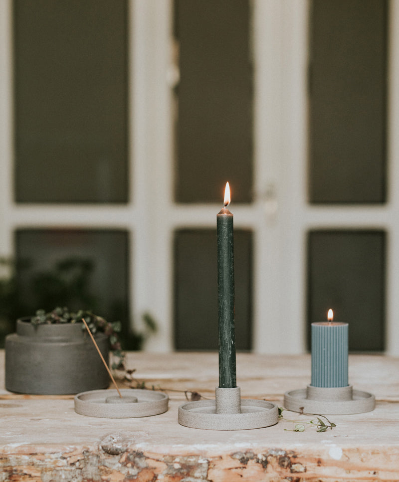 „Make a wish” taper candle holder, quiet grey