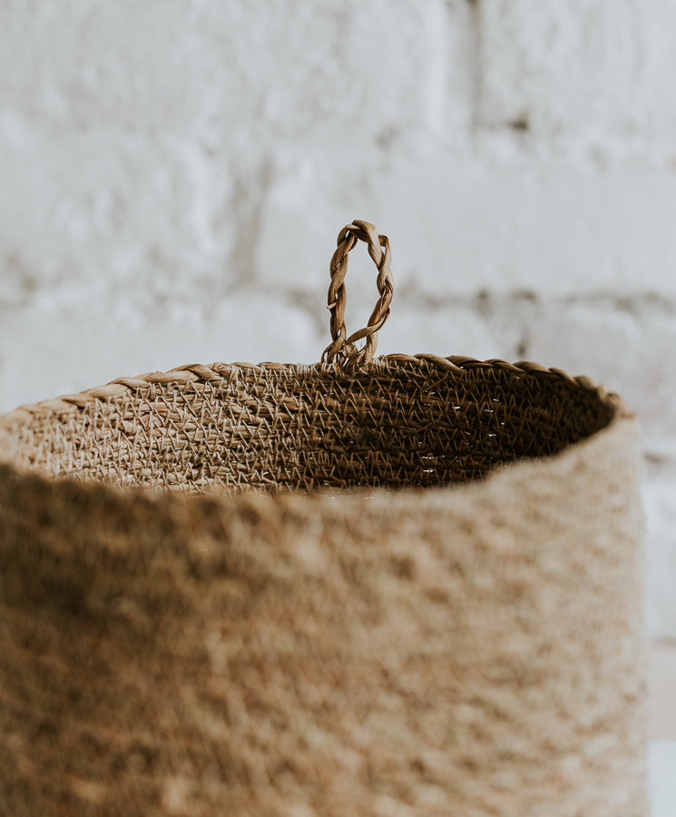 Wicker basket plant pot, natur