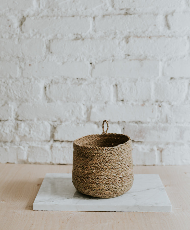 Wicker basket plant pot, natur