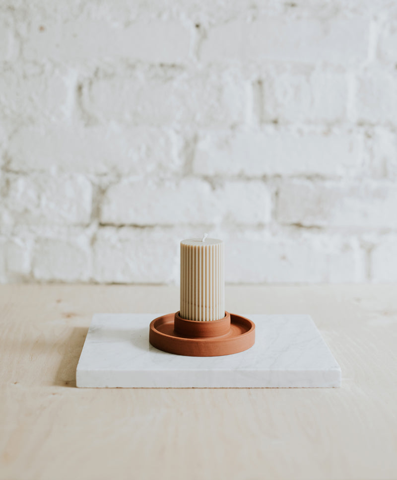 „Make a wish” pillar candle holder, baked clay