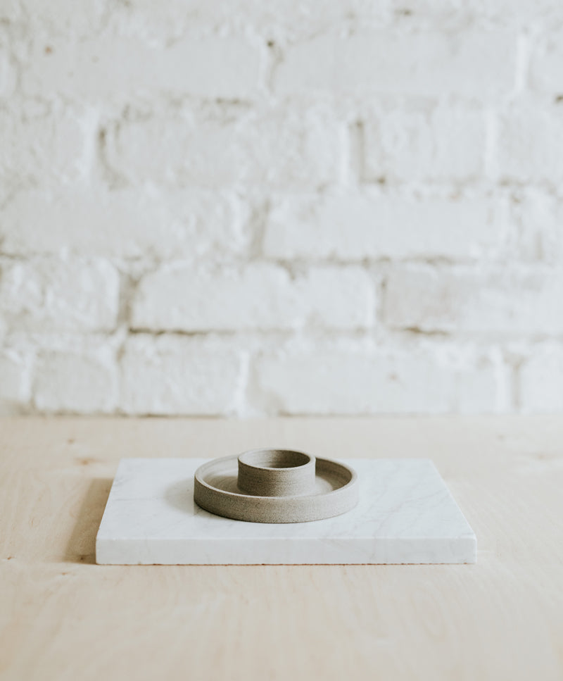 „Make a wish” pillar candle holder, quiet grey
