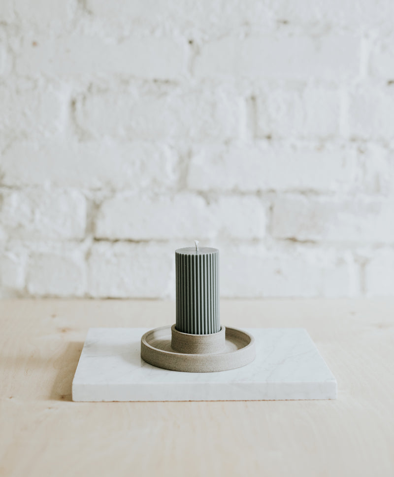 „Make a wish” pillar candle holder, quiet grey