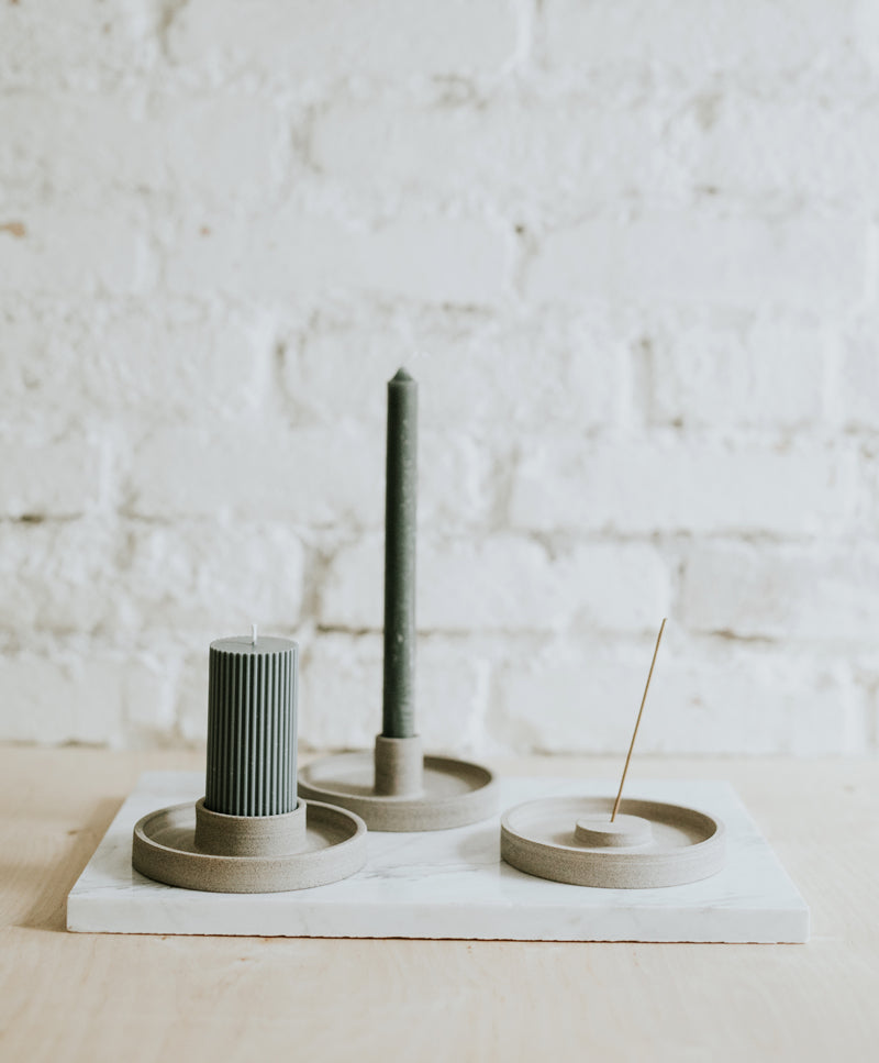 „Make a wish” pillar candle holder, quiet grey