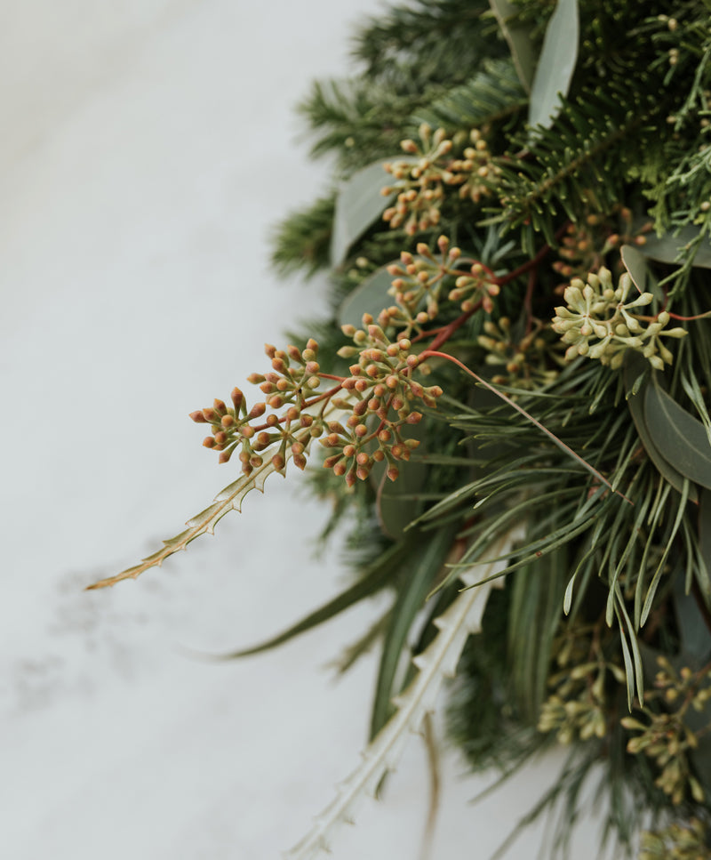 Velvet Woods hanging wreath