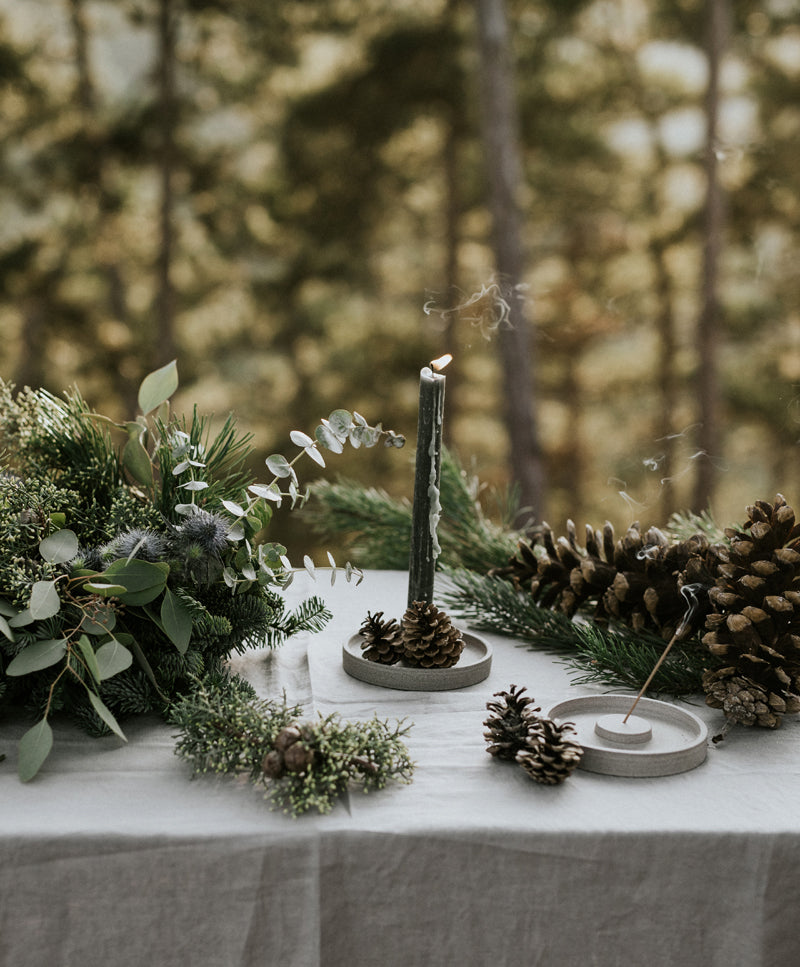 „Make a wish” taper candle holder, quiet grey